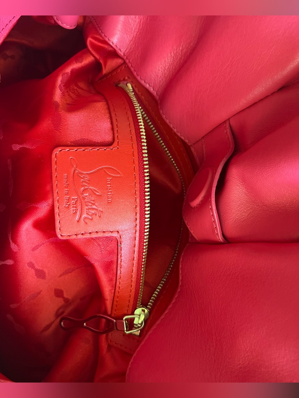Like New Christian Louboutin Hot Pink Bag with Gold-Tone Charms. Comes with COA - Picture 9 of 14